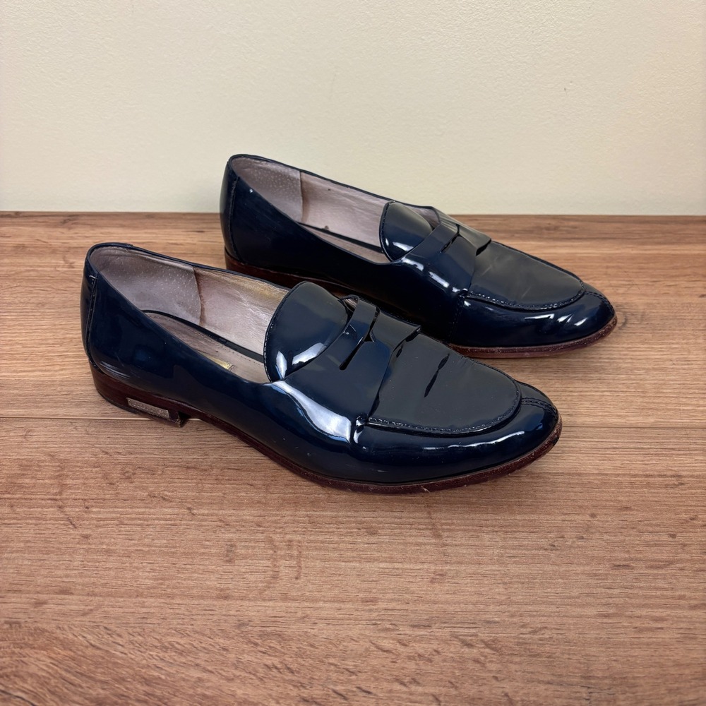 LOUISE ET CIE Zanie Patent Loafers Navy Blue Women Size 6.5 Casual Office